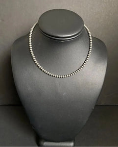 4mm 60 Inch 925 Sterling Silver Oxidized Pearls Bead Necklace Southwestern