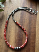 Load image into Gallery viewer, Sterling Silver Red Spiny Oyster W Multi Bead Pearls Necklace. 18 Inch. Gift