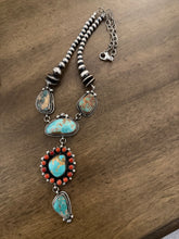 Load image into Gallery viewer, Navajo sterling silver royston turquoise lariat necklace