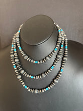 Load image into Gallery viewer, Sterling silver turquoise necklace 60 Inch