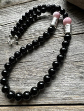 Load image into Gallery viewer, Mens Sterling Silver Black Onyx Pink Conch Kokopelli Bead Necklace 20 inch Gift