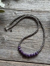 Load image into Gallery viewer, Purple 4mm Sterling Silver Pearls Choker Bead Necklace. 16 Inch. Gift