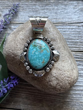 Load image into Gallery viewer, Navajo Native American Sterling Silver Turquoise Handmade Pendant R Yazzie Gift
