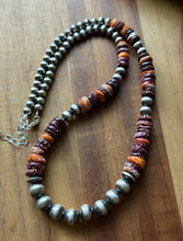 Load image into Gallery viewer, Sterling Silver Graduated Purple Spiny Oyster Pearls Bead Necklace 22 Inch