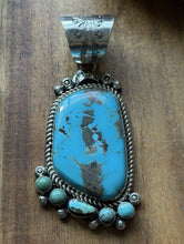 Load image into Gallery viewer, Navajo Native American Sterling Silver Blue Turquoise Pendant R Yazzie Gift