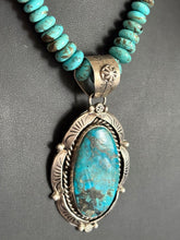 Load image into Gallery viewer, Handmade Navajo Turquoise Pendent Sterling Silver WithTurquoise Necklace