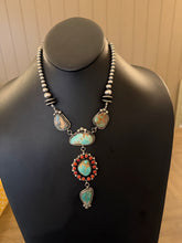 Load image into Gallery viewer, Navajo sterling silver royston turquoise lariat necklace