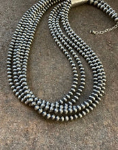 Load image into Gallery viewer, 5mm Multi Strand 925 Sterling Silver Oxidized Pearls Bead Necklace 34 Inch