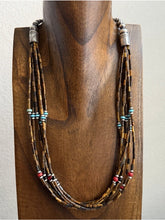 Load image into Gallery viewer, Sterling Silver Multi Strand Stone Tigers Eye Pearls Bead Necklace 24 Inch