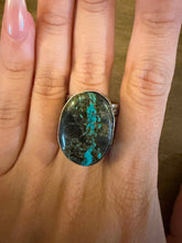 Load image into Gallery viewer, Navajo sterling silver  blk jack turquoise ring adjustable
