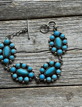 Load image into Gallery viewer, Navajo Native Sterling Silver Turquoise Cluster Chain Bracelet La Rose