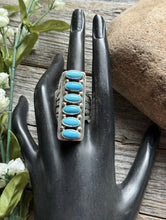 Load image into Gallery viewer, Native American Sterling Silver Blue Turquoise Ring. Size 9.5 Travis J