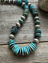 Load image into Gallery viewer, Sterling Silver Turquoise W Pearls Bead Necklace. 18 inch