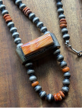 Load image into Gallery viewer, Native American Sterling Silver Spiny Oyster Pearls Jackla Bead Necklace