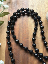 Load image into Gallery viewer, Sterling Silver Plain Round Black Onyx Bead Necklace. 30 Inch