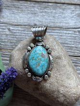 Load image into Gallery viewer, Navajo Native American Sterling Silver Turquoise Handmade Pendant R Yazzie Gift