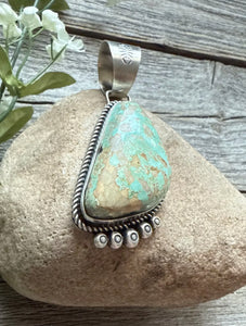 Navajo Sterling Silver Royston Turquoise Pendant. RY Gift