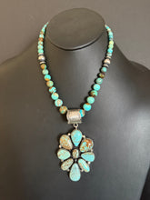 Load image into Gallery viewer, Navajo sterling silver number 8 turquoise  pendant necklace Ky