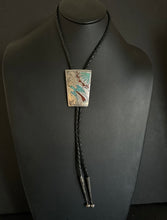 Load image into Gallery viewer, Native American 925 Sterling Silver Turquoise Coral Inlay Bolo Tie Pendant