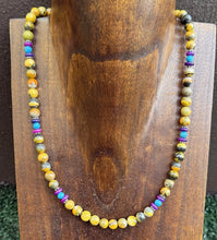 Load image into Gallery viewer, Bumblebee Jasper Multi Stone Color Sterling Silver Bead Necklace. 18 inch Gift