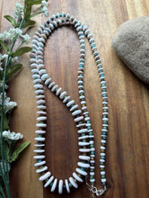 Load image into Gallery viewer, Long Sterling Silver Graduated Pink Conch Turquoise Bead Necklace. 42 inch