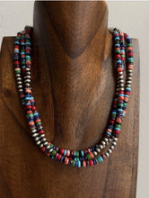 Load image into Gallery viewer, Sterling Silver Multi Strand Stone Pearls Bead Necklace. 18 inch