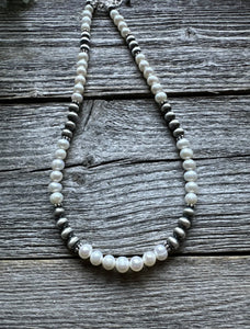 Sterling Silver Freshwater Pearls Bead Choker Necklace. 14 Inch. Gift