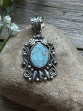 Load image into Gallery viewer, Navajo Sterling Silver Turquoise Pendant Geneva