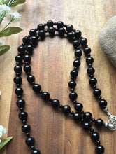 Load image into Gallery viewer, Sterling Silver Plain Round Black Onyx Bead Necklace. 30 Inch