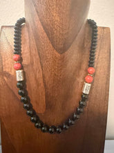 Load image into Gallery viewer, Sterling silver black onyx coral necklace 18 inch