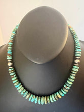 Load image into Gallery viewer, Sterling silver graduated turquoise necklace 18 inch