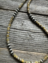 Load image into Gallery viewer, Sterling Silver Bumblebee Jasper W 6mm Pearls Bead Necklace. 18 inch