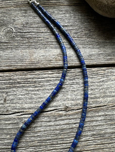 Southwestern 925 Sterling Silver Lapis Pearls Bead Necklace 18 Inch