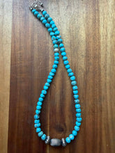 Load image into Gallery viewer, Sterling silver blue turquoise nugget 18 inch
