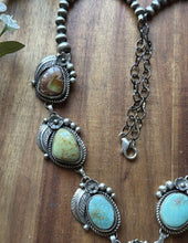 Load image into Gallery viewer, Navajo Sterling Silver Blue Green Royston Turquoise Lariat Cluster Necklace CY