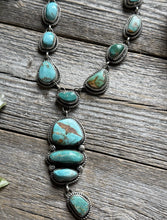 Load image into Gallery viewer, Navajo Sterling Silver Royston Turquoise Chain Lariat Bead Necklace K Yazzie