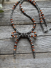 Load image into Gallery viewer, Bow Sterling Silver Multi Graduated Spiny Oyster Pearls Bead Necklace 24 inch