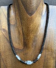 Load image into Gallery viewer, Sterling Silver Black Onyx White Buffalo Turquoise Bead Necklace 18 Inch. Gift