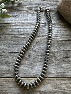 Southwestern 925 Sterling Silver 10mm Flat Saucer Pearls Bead Necklace 18 Inch