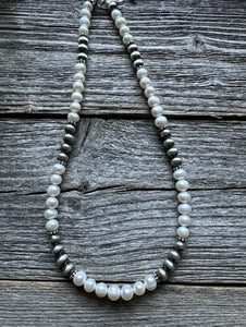 Sterling Silver Freshwater Pearls Bead Choker Necklace. 14 Inch. Gift