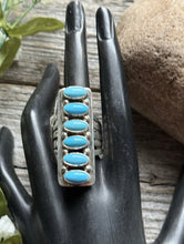 Load image into Gallery viewer, Native American Sterling Silver Blue Turquoise Ring. Size 9.5 Travis J