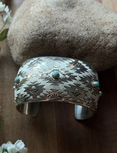 Load image into Gallery viewer, Navajo Native American Sterling Silver Turquoise Cuff Bracelet T