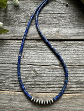 Load image into Gallery viewer, Southwestern 925 Sterling Silver Lapis Pearls Bead Necklace 18 Inch