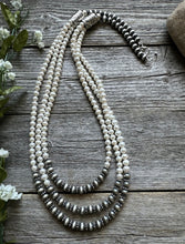 Load image into Gallery viewer, Sterling Silver Freshwater Pearls Multi Strand Layered Bead Necklace. 26-30 Inch