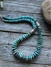 Load image into Gallery viewer, Southwestern 925 Sterling Silver Turquoise Bead Necklace. 22 inch