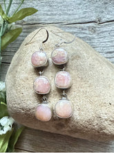 Load image into Gallery viewer, Navajo Pink Conch Sterling Silver Earrings 2.5 Inch. K Yazzie. Gift