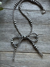 Load image into Gallery viewer, Bow Sterling Silver Multi Graduated Pearls Bead Necklace. 18 Inch. Gift