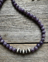 Load image into Gallery viewer, Sterling Silver Charoite W Pearls Bead Necklace. 18 Inch