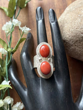 Load image into Gallery viewer, Native American Sterling Silver Coral Ring. Size 8. Jackson