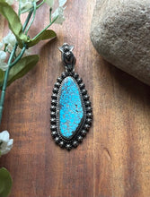 Load image into Gallery viewer, Navajo Sterling Silver Kingman Spiderweb Turquoise Pendant H Piasso